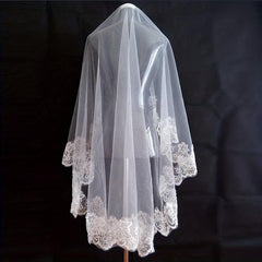 Lace Bridal Veil 4 9ft Long Elegant for Weddings Bachelorette Parties