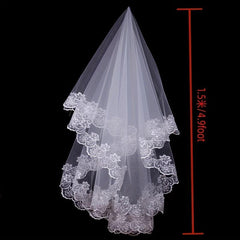 Lace Bridal Veil 4 9ft Long Elegant for Weddings Bachelorette Parties