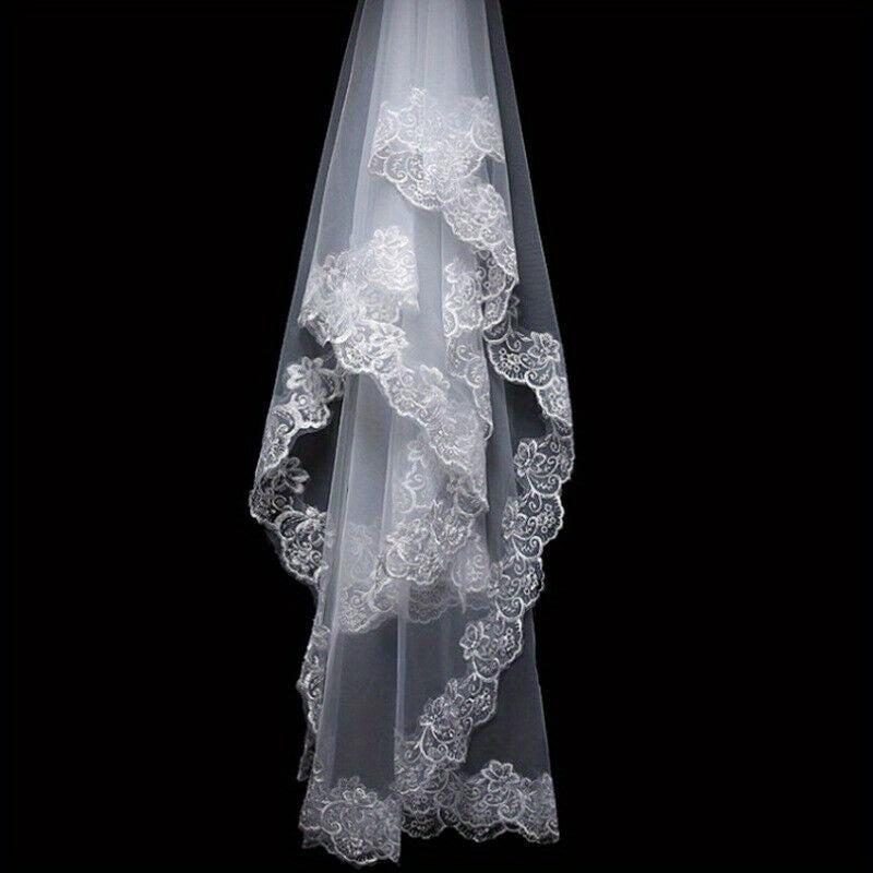 Lace Bridal Veil 4 9ft Long Elegant for Weddings Bachelorette Parties