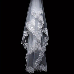 Lace Bridal Veil 4 9ft Long Elegant for Weddings Bachelorette Parties