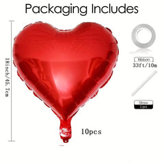 10pcs Red Heart Shaped Balloons 45 72 Cm for Baby Shower Wedding Valentine
