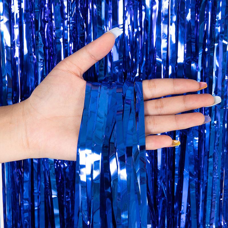 Metallic Silk Foil Tassel Curtains for Party Decoration