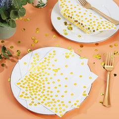 25pcs Gilded Polka Dot Party Napkins for Weddings, Graduations, Birthdays