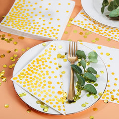 25pcs Gilded Polka Dot Party Napkins for Weddings, Graduations, Birthdays