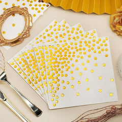 25pcs Gilded Polka Dot Party Napkins for Weddings, Graduations, Birthdays