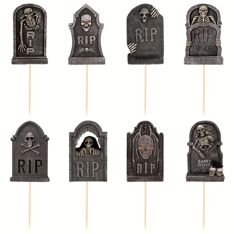 8pcs R Tombstone Halloween Cupcake Inserts for Dessert Cakes
