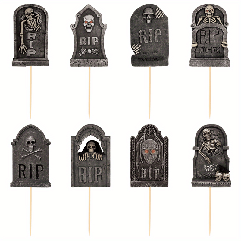 8pcs R Tombstone Halloween Cupcake Inserts for Dessert Cakes