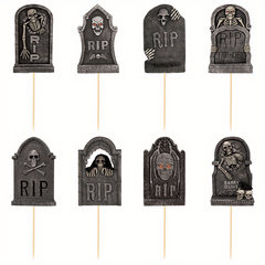 8pcs R Tombstone Halloween Cupcake Inserts for Dessert Cakes