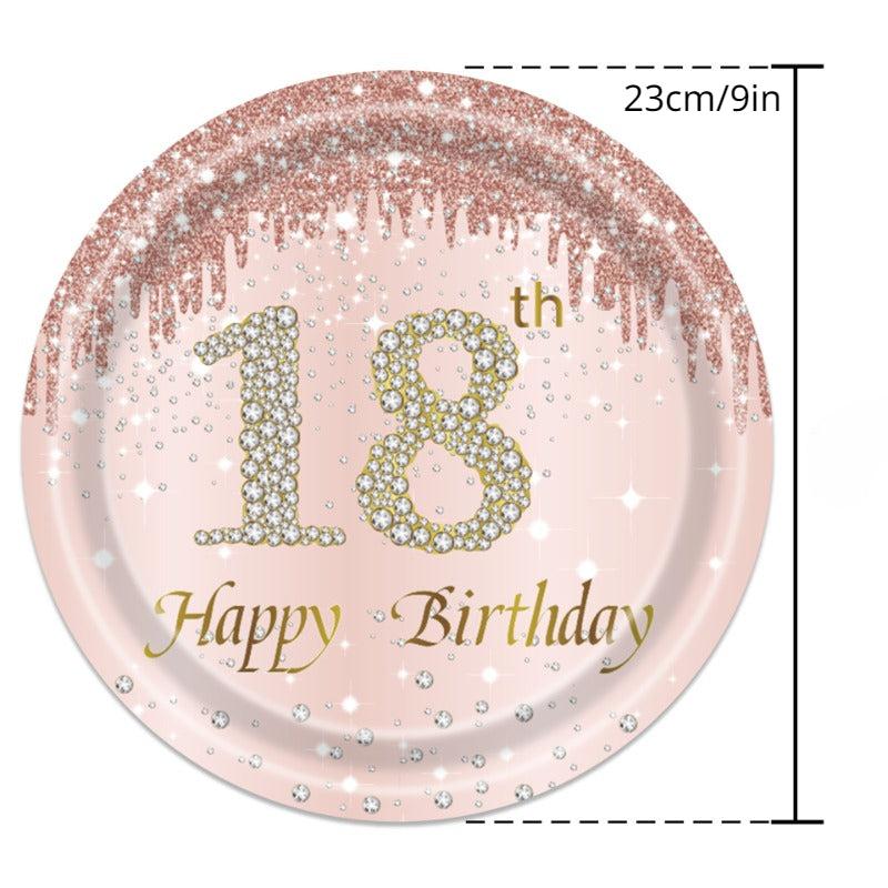 Pink Rhinestone 18 Year Party Cutlery Set Girl Birthday Celebration