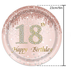 Pink Rhinestone 18 Year Party Cutlery Set Girl Birthday Celebration