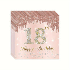Pink Rhinestone 18 Year Party Cutlery Set Girl Birthday Celebration