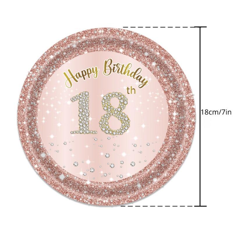 Pink Rhinestone 18 Year Party Cutlery Set Girl Birthday Celebration