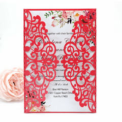 10pcs Laser Cut Pearl Wedding Invitations Card With Inner Cards & Envelope White
