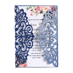 10pcs Laser Cut Pearl Wedding Invitations Card With Inner Cards & Envelope White