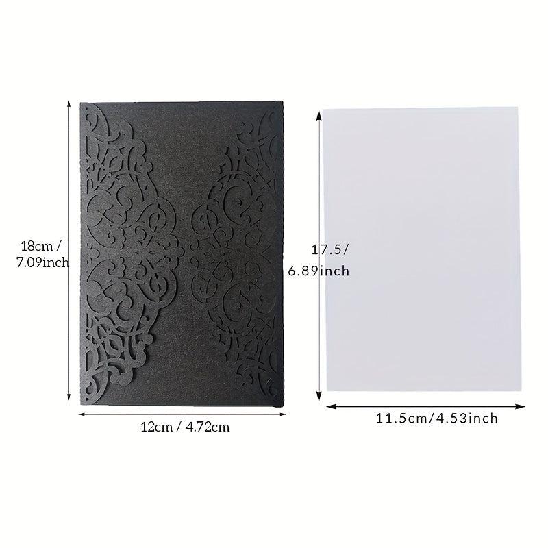 10pcs Laser Cut Pearl Wedding Invitations Card With Inner Cards & Envelope White