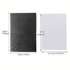 10pcs Laser Cut Pearl Wedding Invitations Card With Inner Cards & Envelope White