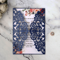 10pcs Laser Cut Pearl Wedding Invitations Card With Inner Cards & Envelope White