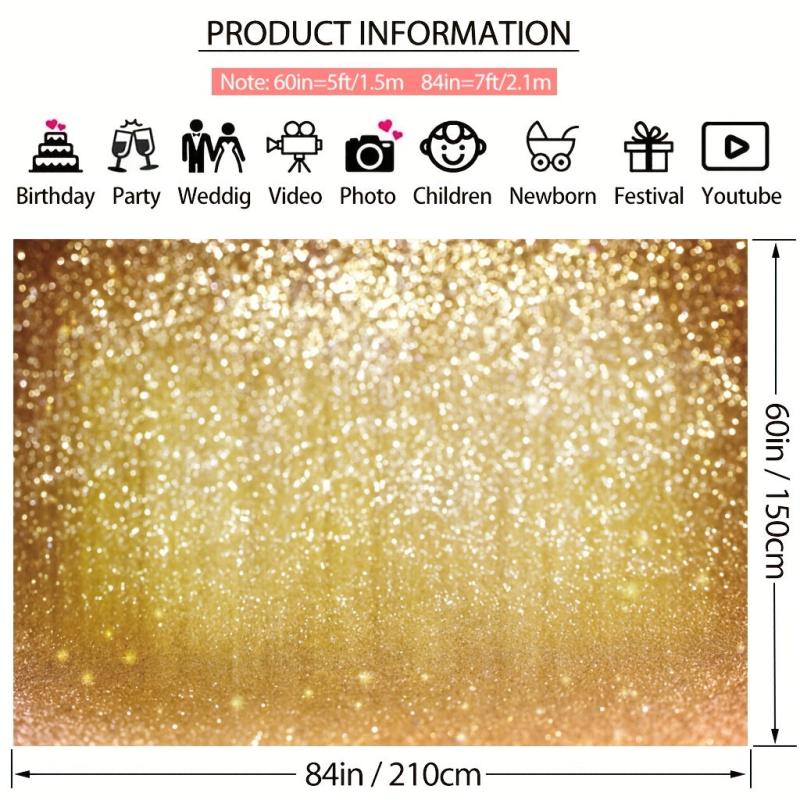 Golden Particles Dreamy Fantasy Party Photography Backdrop 7x5ft