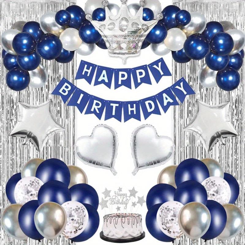 Navy Birthday Party Kit - Banners, Crown, Balloons, Cake