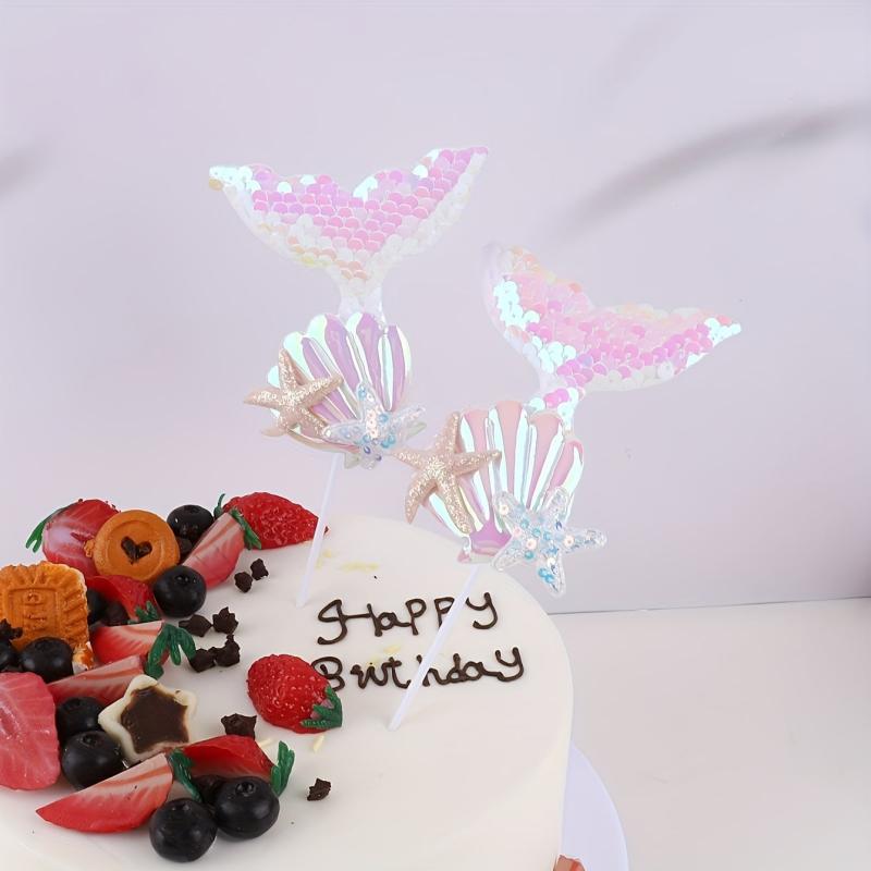 1pc Mermaid Shape Cake Decoration Flash Powder Party Supplies