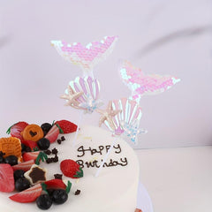 1pc Mermaid Shape Cake Decoration Flash Powder Party Supplies