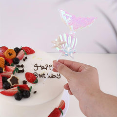 1pc Mermaid Shape Cake Decoration Flash Powder Party Supplies