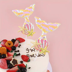 1pc Mermaid Shape Cake Decoration Flash Powder Party Supplies