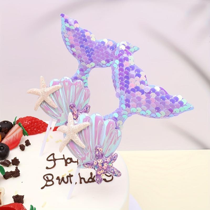 1pc Mermaid Shape Cake Decoration Flash Powder Party Supplies