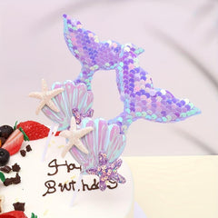 1pc Mermaid Shape Cake Decoration Flash Powder Party Supplies