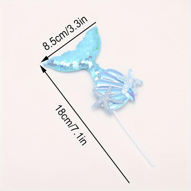 1pc Mermaid Shape Cake Decoration Flash Powder Party Supplies
