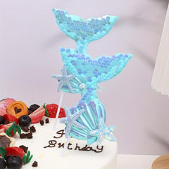 1pc Mermaid Shape Cake Decoration Flash Powder Party Supplies