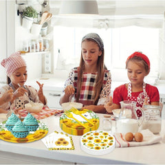 Sunflower Party Tableware Set - 96pcs, Includes Plates, Napkins, Forks