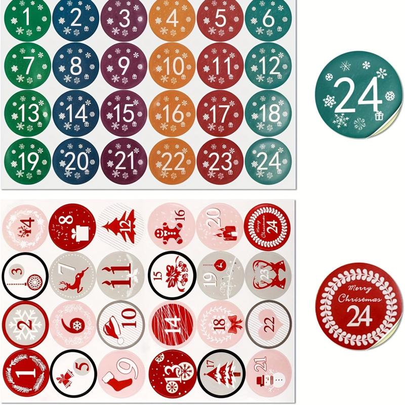 24-Piece Christmas Countdown Candy Bag Linen Drawstring Small Cloth Bag