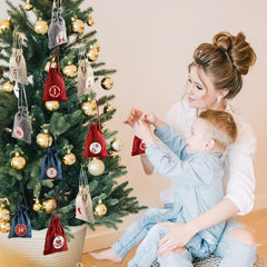 24-Piece Christmas Countdown Candy Bag Linen Drawstring Small Cloth Bag