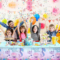 Mermaid Tablecloth - Disposable Mermaid Table Cover for Girls Birthday Party