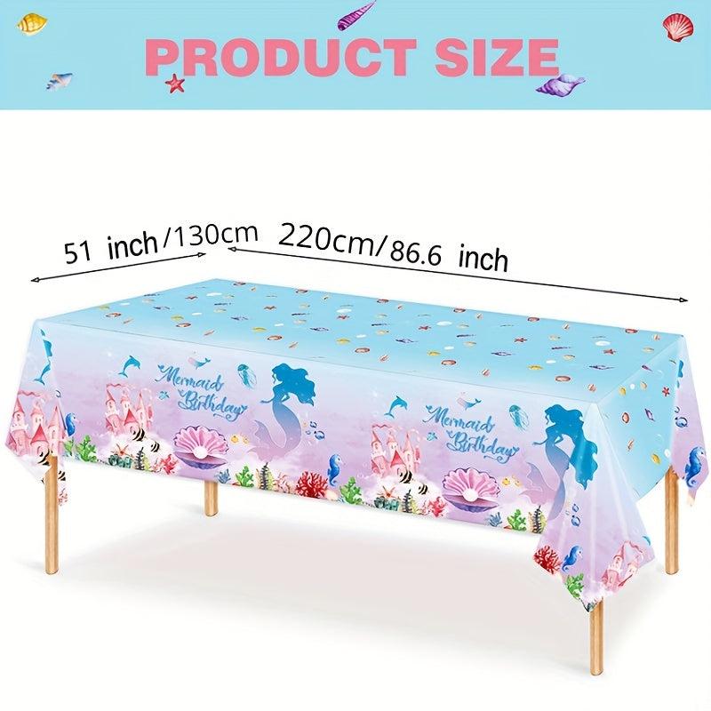 Mermaid Tablecloth - Disposable Mermaid Table Cover for Girls Birthday Party