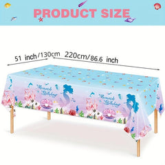 Mermaid Tablecloth - Disposable Mermaid Table Cover for Girls Birthday Party