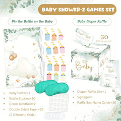 Baby Shower Games & Diaper Raffle Tickets Bundle