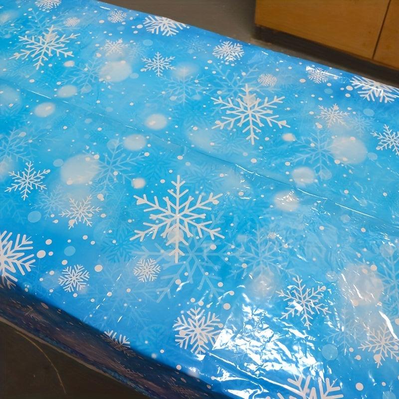 Plastic Snowflake Xmas Table Cover, Christmas Party Tablecloth Decorations