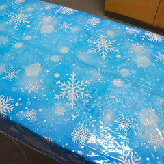 Plastic Snowflake Xmas Table Cover, Christmas Party Tablecloth Decorations