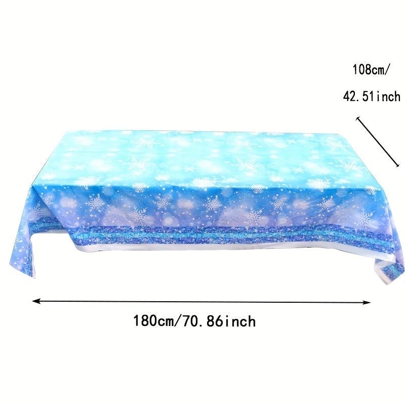 Plastic Snowflake Xmas Table Cover, Christmas Party Tablecloth Decorations
