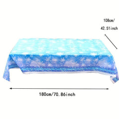 Plastic Snowflake Xmas Table Cover, Christmas Party Tablecloth Decorations