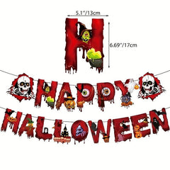 Halloween Skull Bloody Balloon Pull Flag Decoration