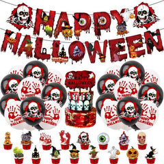 Halloween Skull Bloody Balloon Pull Flag Decoration