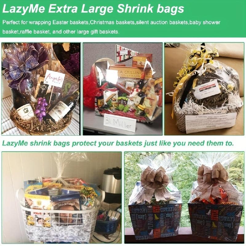 10pcs Extra Large Shrink Wrap Basket Bags Clear Cellophane for Easter