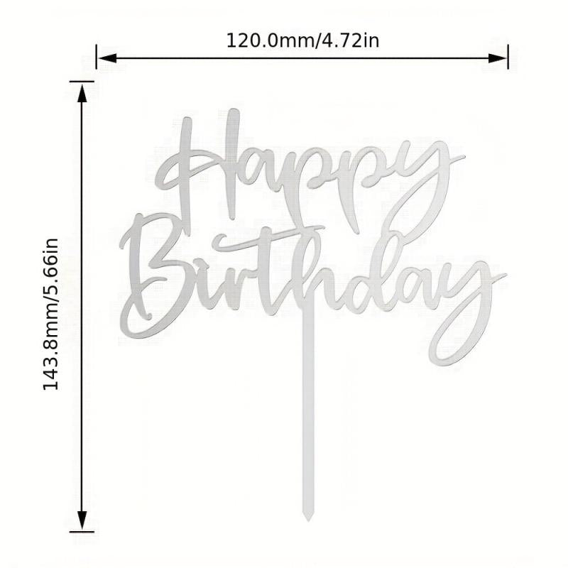 Happy Birthday Acrylic Cake Topper 1pc 3mm Thickness Decoration