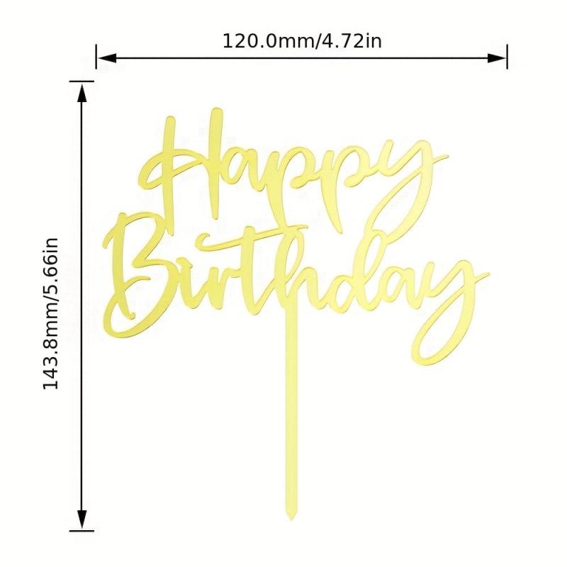 Happy Birthday Acrylic Cake Topper 1pc 3mm Thickness Decoration