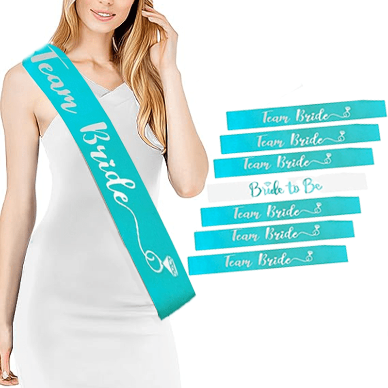 7pcs Team Bride Satin Sash Set Bachelorette Bridal Shower Wedding Party Favors