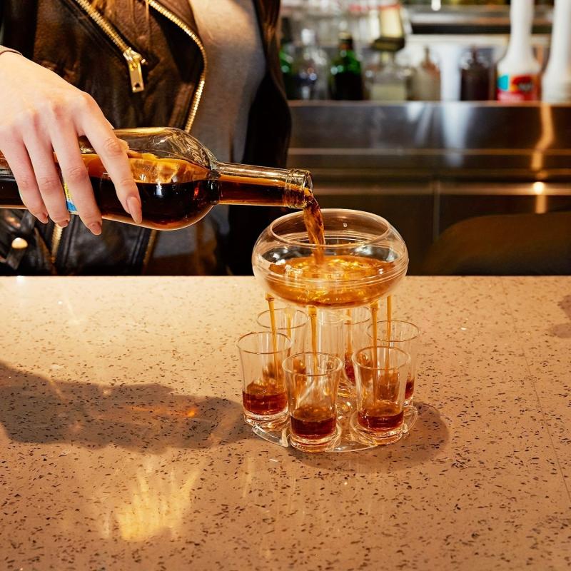 Party Shot Dispenser with 6 Glasses Touchless Liquor Holder for Bar Home