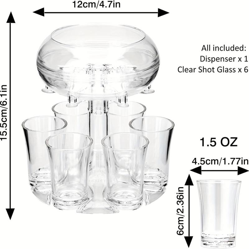 Party Shot Dispenser with 6 Glasses Touchless Liquor Holder for Bar Home